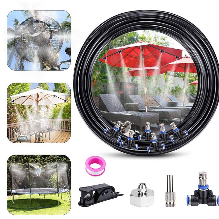 Garish Pigs | Easy Installation Automatic Outdoor Misting Cooling System Kit (20 Ft and 30 Ft)