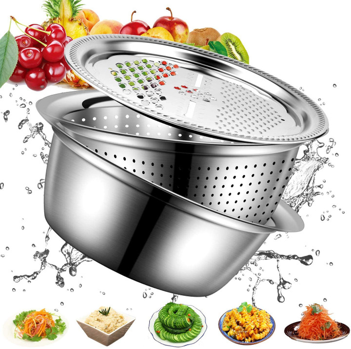 (53% OFF) 3 in 1 Stainless Steel Grater Bowl