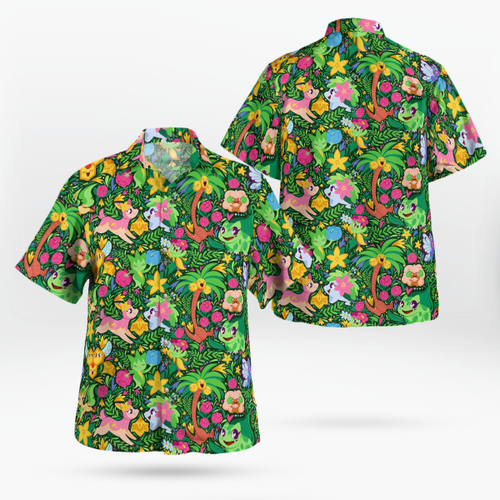Tropical Green Pokemon Hawaiian Shirt