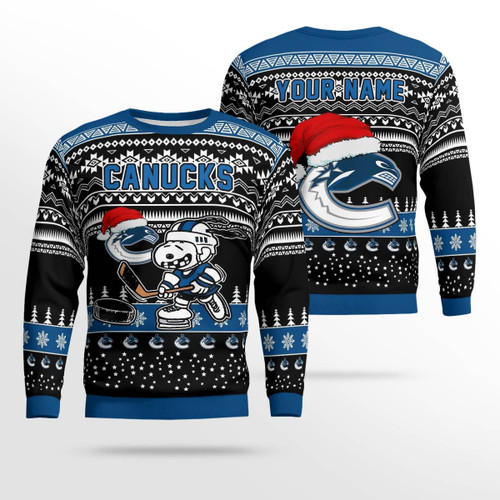 Personalized Vancouver Canucks Snoopy Ugly Christmas Sweater