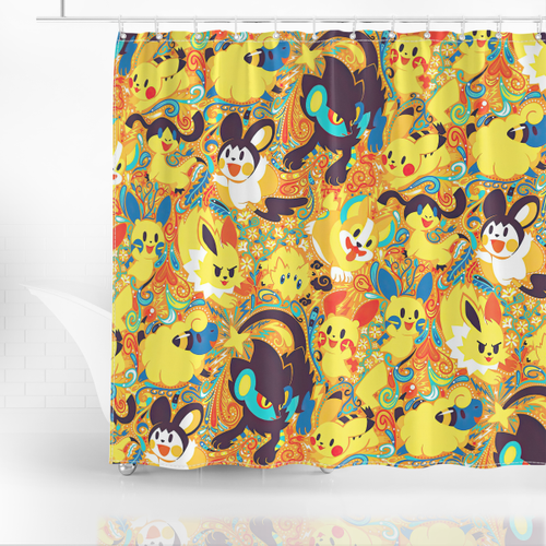 Pokemon Yellow Color Shower Curtain