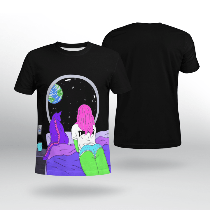 Girl Looking Into The Universe T-shirt