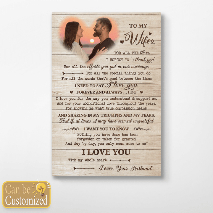 To My Wife I Love You Personalized Canvas
