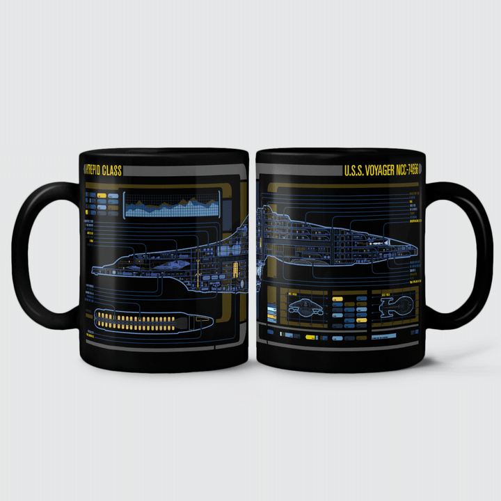 Intrepid Class - USS Voyager LCARS Schematic Mug