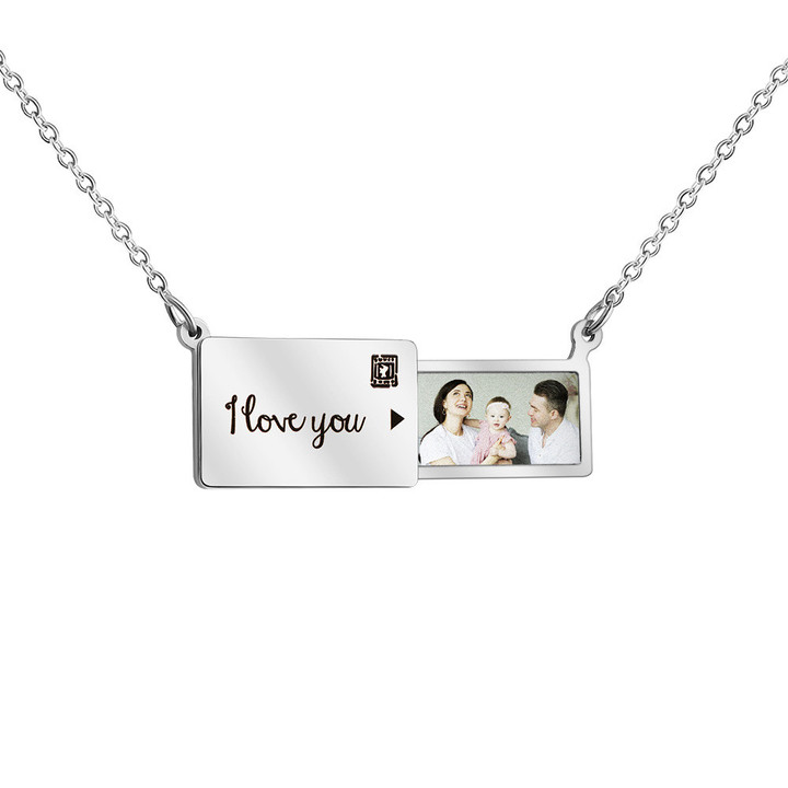 Custom Photo Engrave Lettering Necklace
