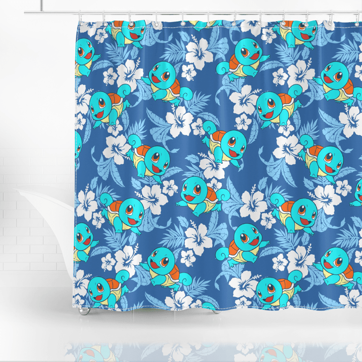 Squirtle Tropical Beach Outfits Shower Curtain