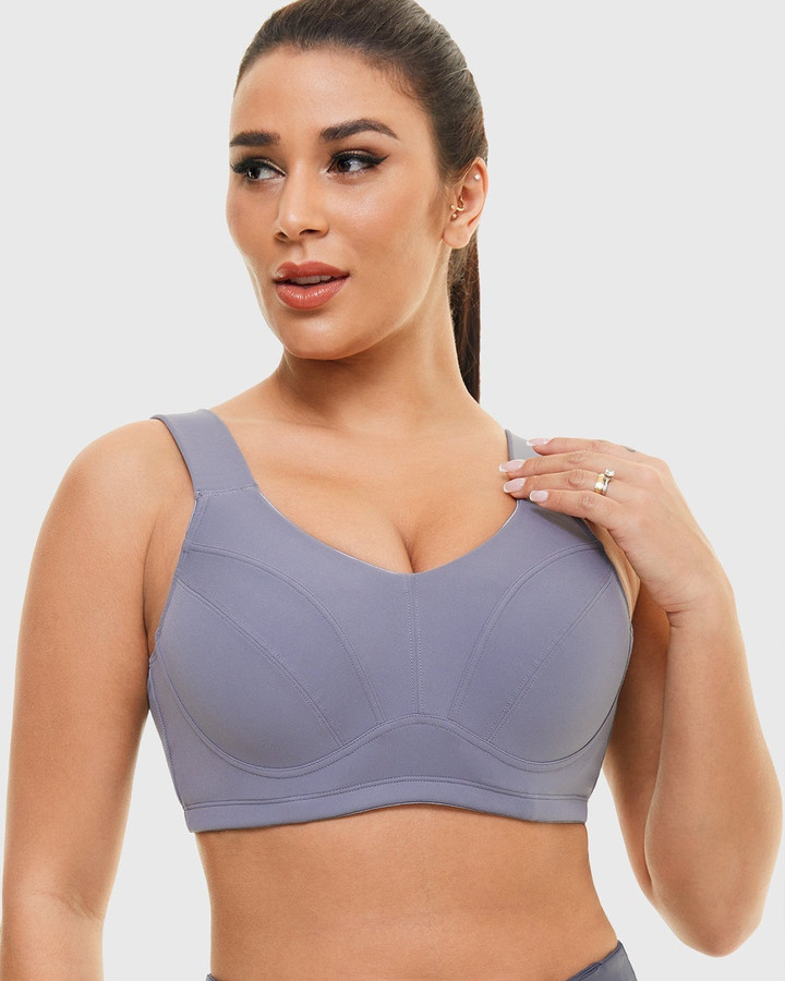 Full Coverage Underwire Workout Sports Bras-Grey