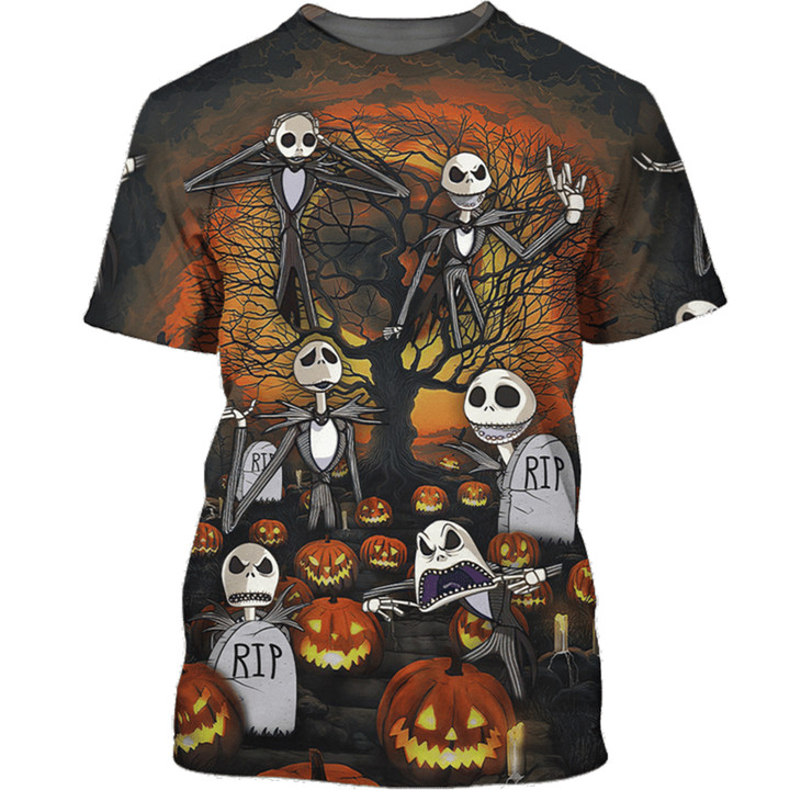 Skelington Headstone Halloween 3D Shirt