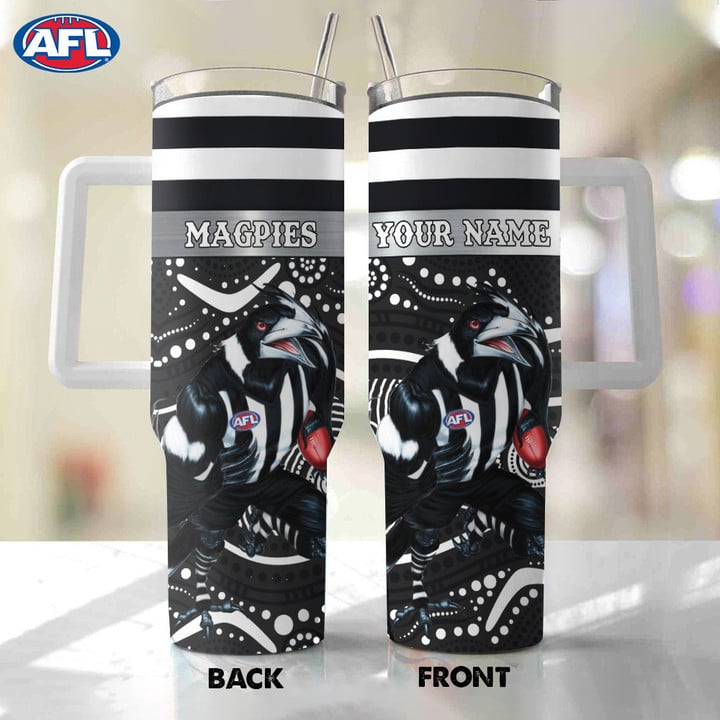 AFL Collingwood Magpies Personalized Handled Tumbler