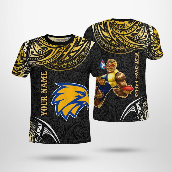 Personalized West Coast Eagles Polynesian Tribal 3D T-shirt