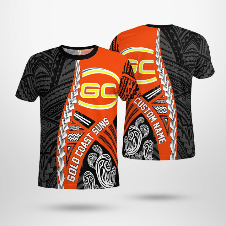 Personalized Gold Coast Suns Tribal 3D T-shirt