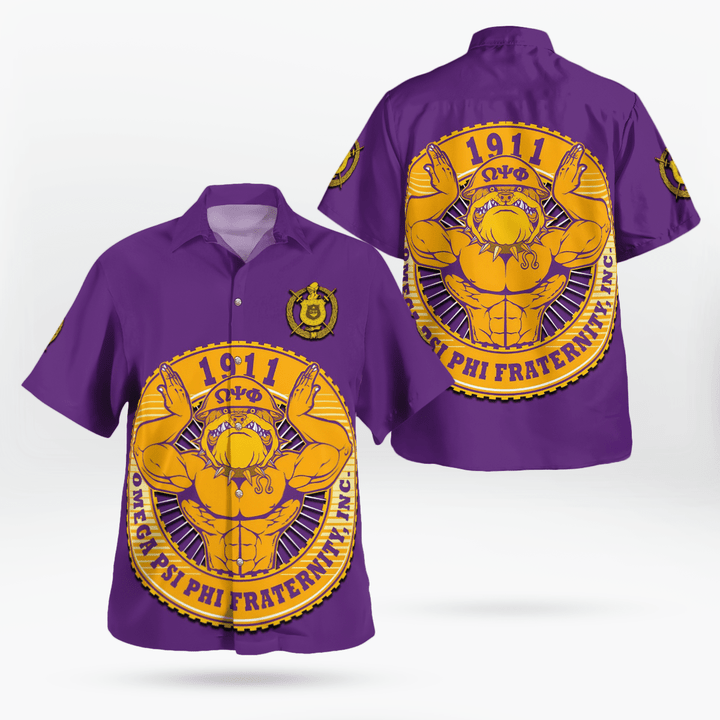 Omega Psi Phi 1911 BullDog Hawaiian Shirt