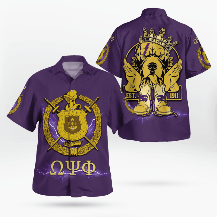 Omega Psi Phi Royal Bulldog Hawaiian Shirt