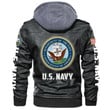 U.S. Navy Leather Jacket Hoodie