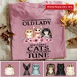 Never Underestimate an old Lady who loves Cats and was born in June Personalized Cats T-shirt nla-16tt005