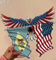 Delaware Flag Eagle Cut Metal Sign hqt-49xt026