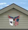 Massachusetts Flag Eagle Cut Metal Sign hqt-49xt035