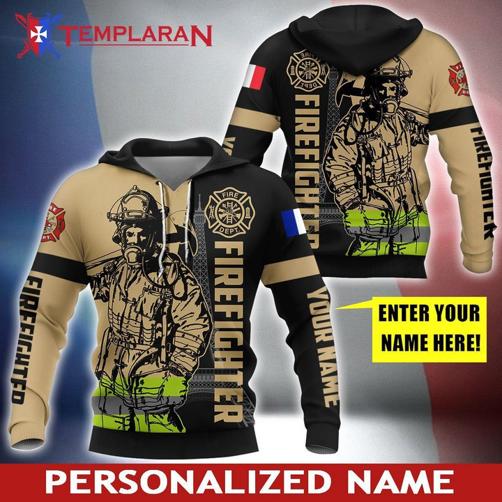 Personalized Name France Firefighter 3D Full Printing