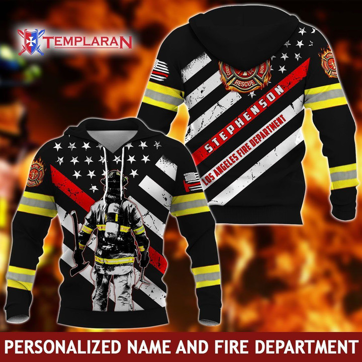 Personalized Name and Fire Department - Firefighter 3D Full Printing