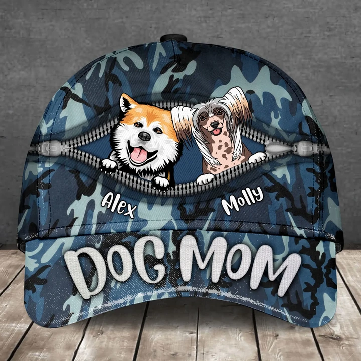 DOG MOM BLUE CAMO PERSONALIZED CAP