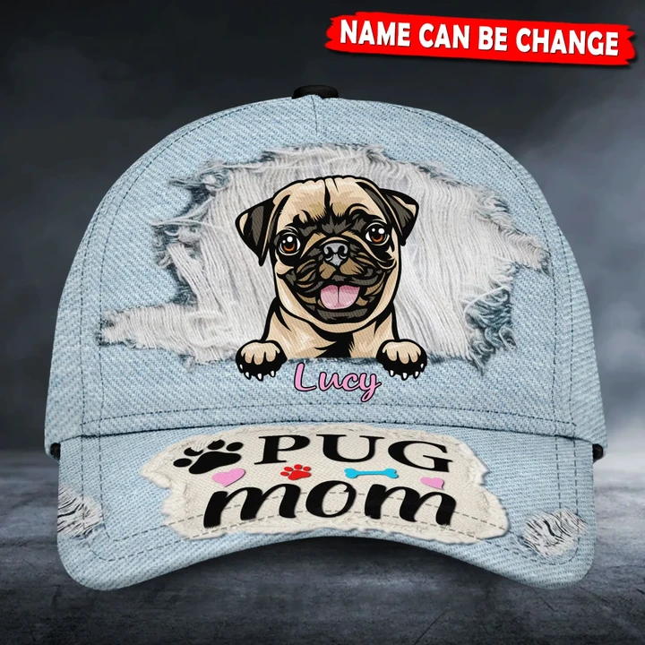 Personalized Pug Mom Classic Caps 3D Printing