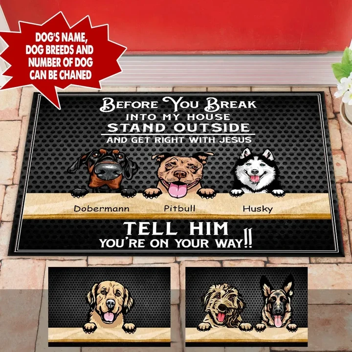 Personalized Name and Dog Breeds Doormat Full Printing hqt-dmq005
