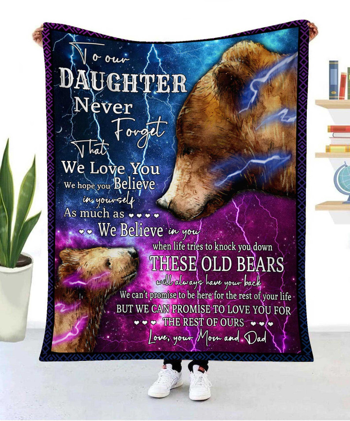 To Our Daughter | Love, Your Mom And Dad | Bear | Fleece Blanket 3D Printing Dreamship