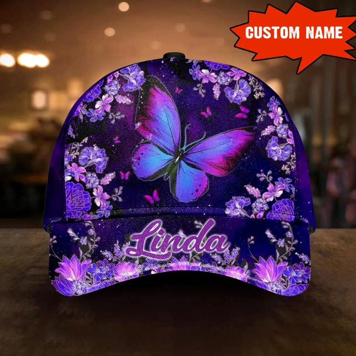 Personalized Name Butterfly Girl Cap tdh | hqt-30nq011