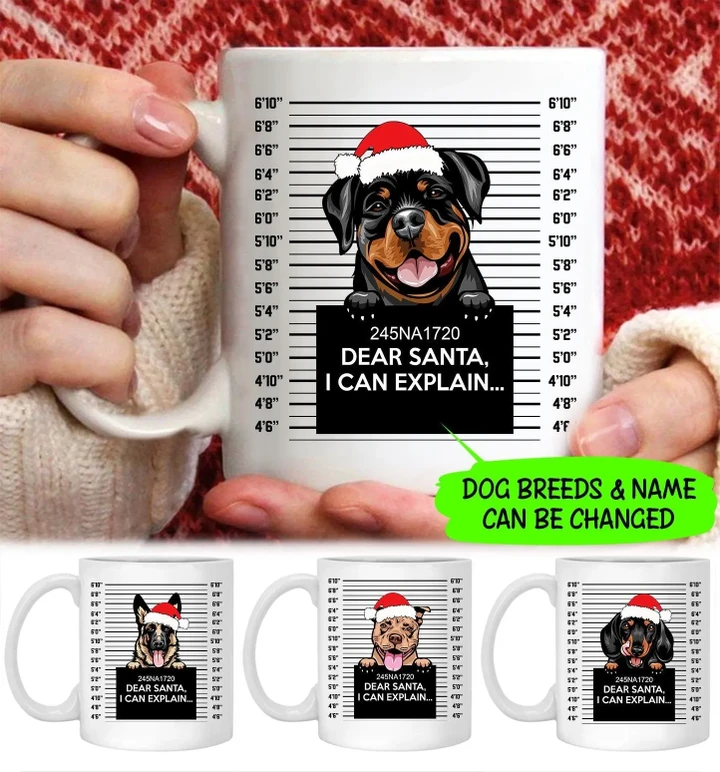 Personalized Dog Dear Santa White Mug Dreamship