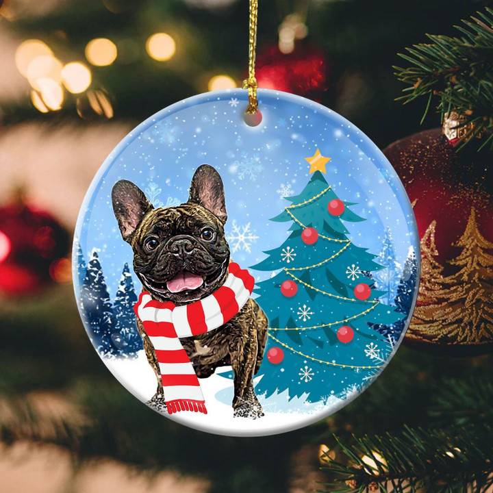 Dog Christmas Circle Ornament Dreamship