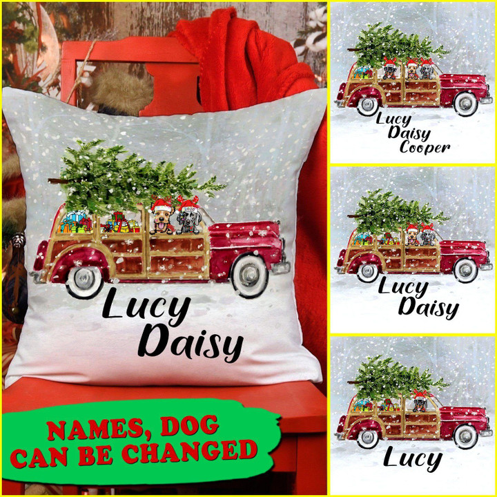 Personalized Dogs Christmas Canvas Pillow Dreamship