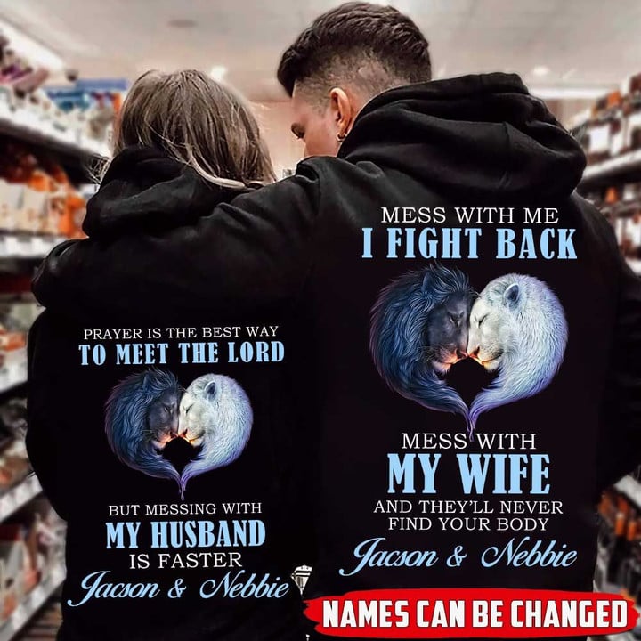 Personalized Mess With Me I Fight Back Lion Couple Hoodie NVL-16DT005 Dreamship