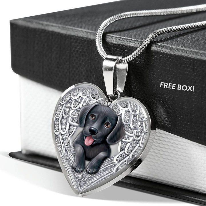 LABRADOR Heart Necklace PM-18DT003 Jewelry ShineOn Fulfillment Luxury Necklace (Silver) No