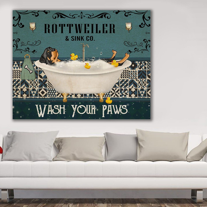 Horizontal Canvas Template Rottweiler Bathtub NVL-15VA001 Dreamship