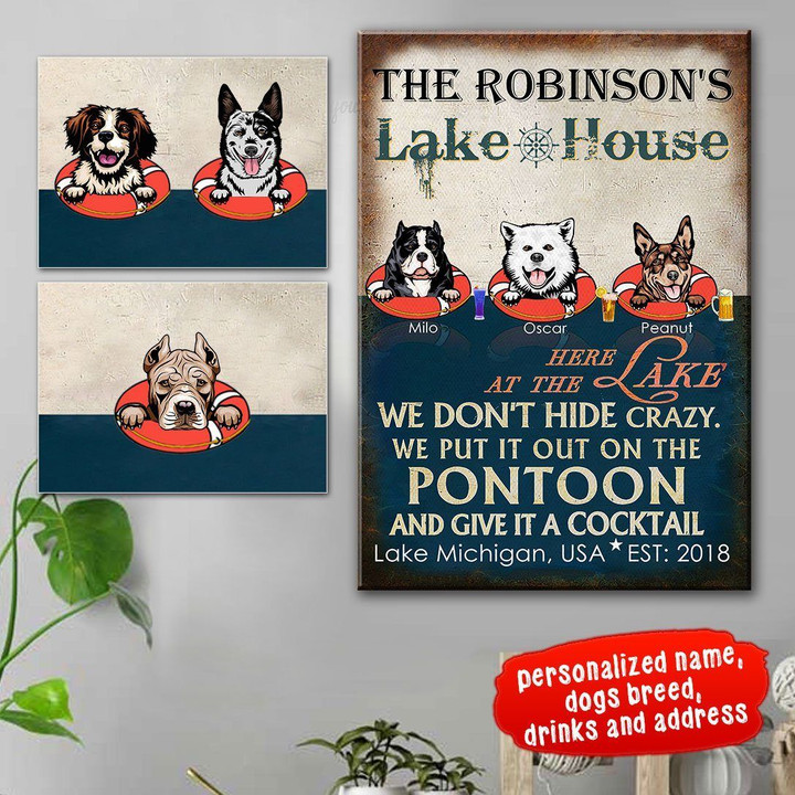 Personalized Lake House Dogs Canvas NVL-15DD020 Dreamship
