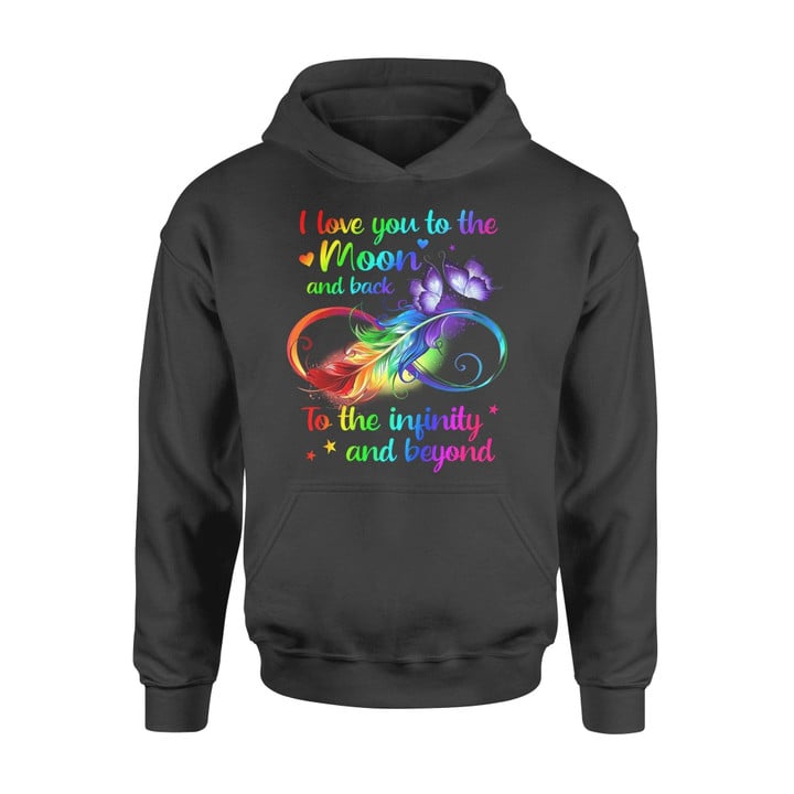 Personalized I Love You To The Moon And Back Hoodie Dreamship S Black