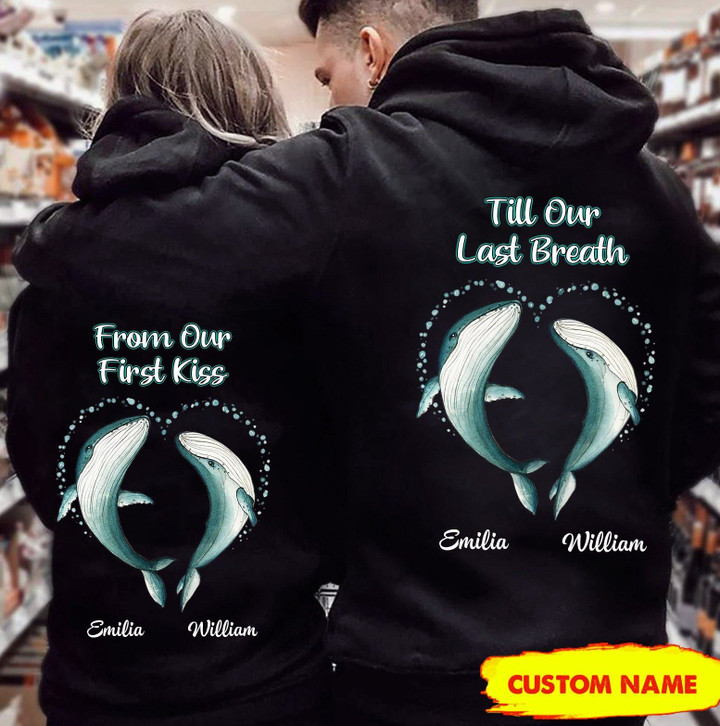 Personalized From Our First Kiss Whale Couple Hoodie Dreamship