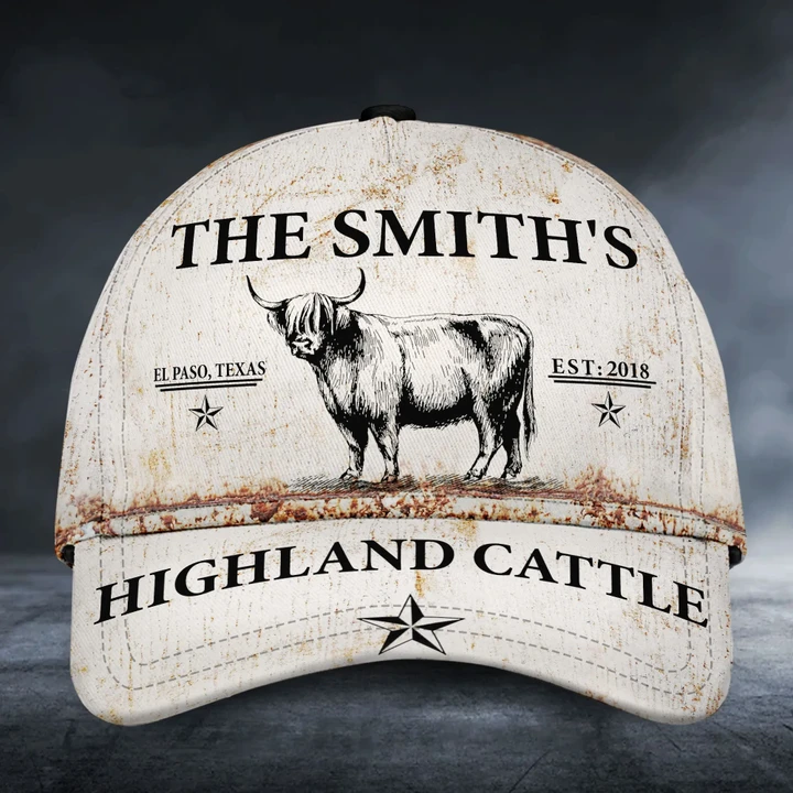 Custom Name, Address, Est Scottish Highland Cattle Classic Caps