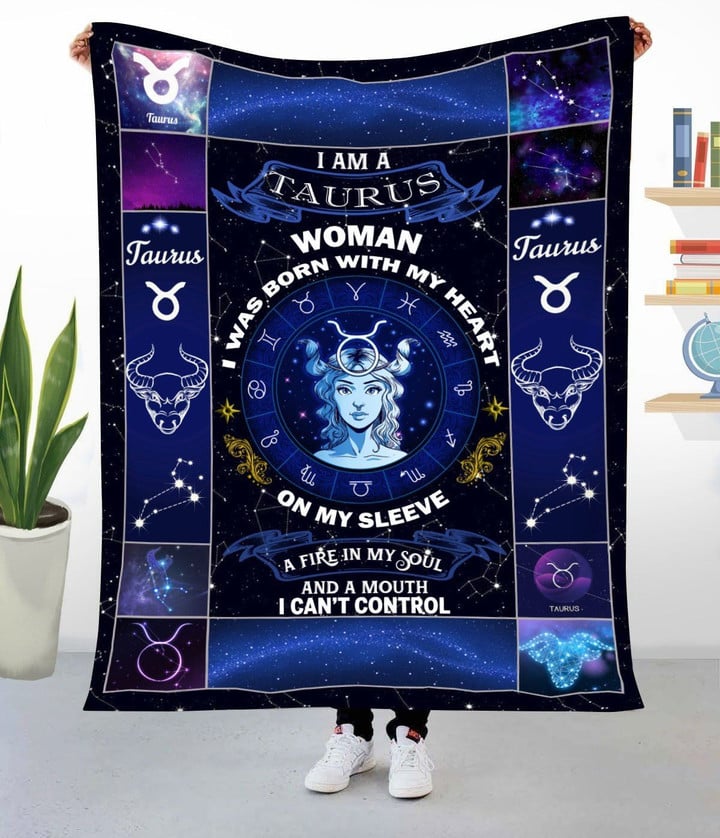 Gift To Woman Taurus - Zodiac Sign Fleece Blanket tdh hqt-21dt009 Dreamship