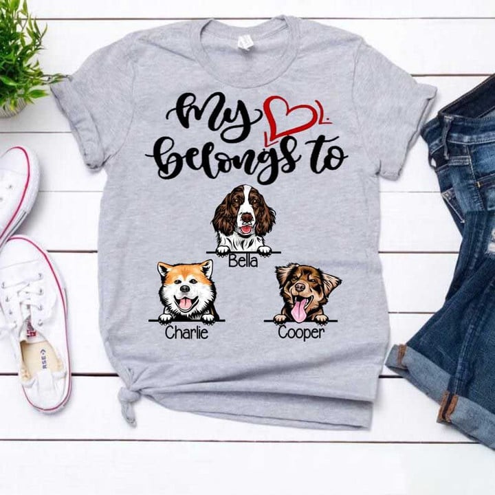 My heart belongs to my dogs Personalized T-shirt Dreamship