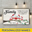 Owl family Personalized four names Canvas Dreamship
