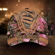 FISHING PINK CAMO HOOK LEATHER PERSONALIZED CAP