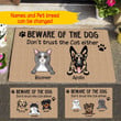 Personalized Beware Of The Dog Don't Trust The Cat Either Doormat Full Printing Area Rug Templaran.com - Best Fashion Online Shopping Store