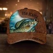 CRAPPIE FISH REAPER LEATHER PERSONALIZED CAP