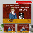 PERSONALIZED DOG AND WOMAN Coffee and Chill Canvas DHL-15VA019 Dreamship