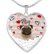 Pug heart necklace Heart necklace ntk-18nq004 Jewelry ShineOn Fulfillment