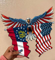 Georgia Flag Eagle Cut Metal Sign hqt-49xt027