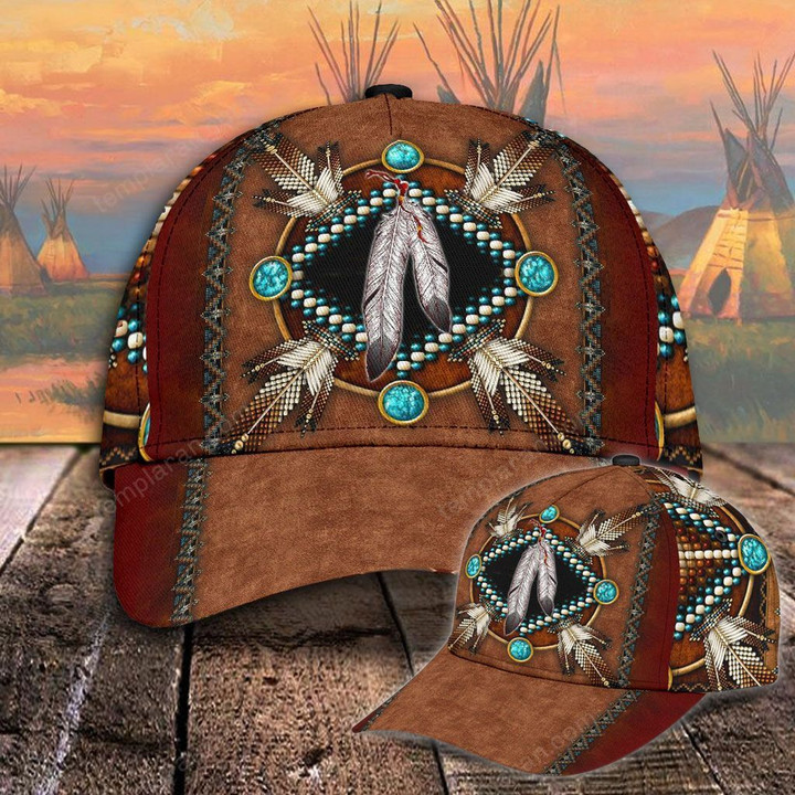 Native american with leather pattern full printing classic caps
