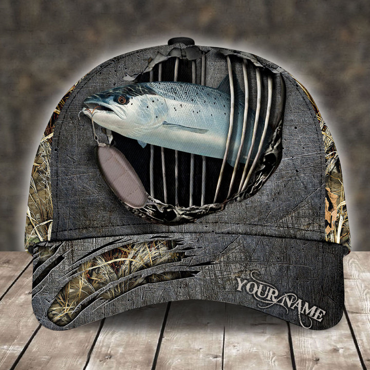 SALMON FISHING CAMO PERSONALIZED CAP