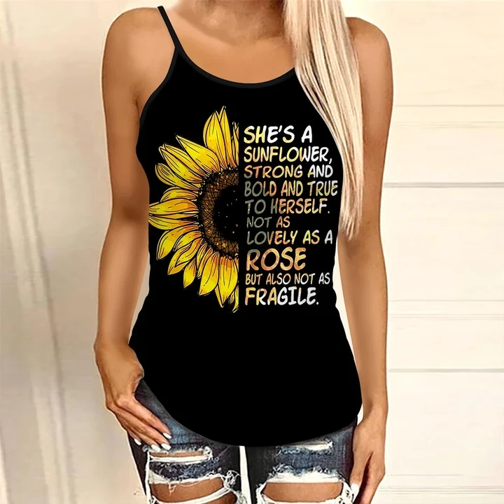 She's A Sunflower Strong And Bold And True To Herself Cross Tank Top HTT-35NQ014